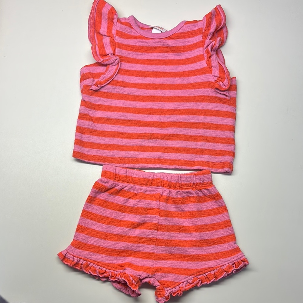 Cat & Jack Pink and Orange Striped Baby Outfit- 6-9 Month